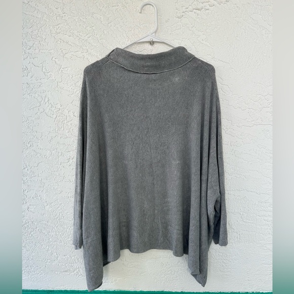 Eileen Fisher Moon Funnel Neck Boxy Gray Pullover Sweater Top Small - Picture 2 of 5